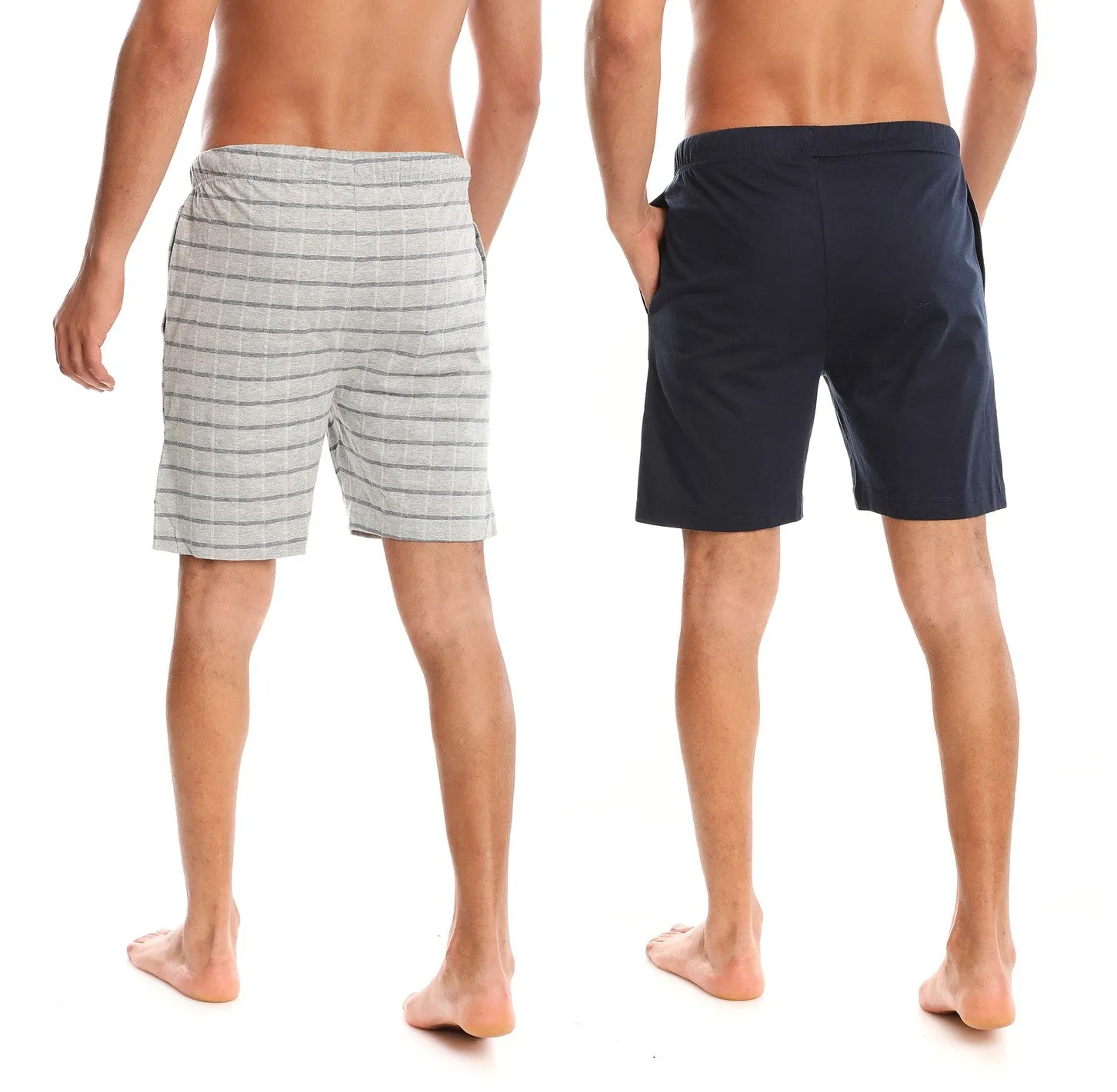 MEN’S PLAID GREY/NAVY KNIT LOUNGE SHORTS - 2 PK