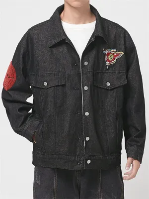 Men's Spring Autumn Monkey King Embroidery Trendy Lapel Jacket