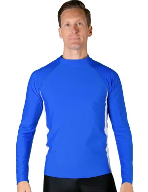 Men's  Swim Performance Long Sleeve Rash Guard - Royal / White