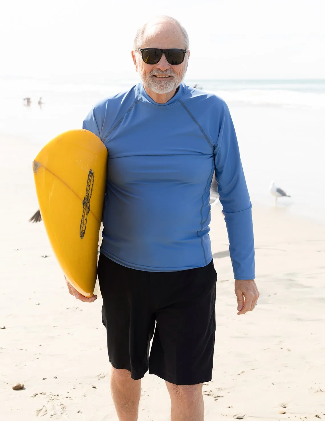Men's  Swim Performance Long Sleeve Rash Guard - Royal / White