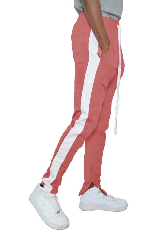 Men's Track Pants with Ankle Zipper and a Solid Side Stripe