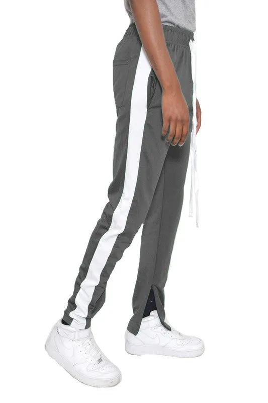 Men's Track Pants with Ankle Zipper and a Solid Side Stripe