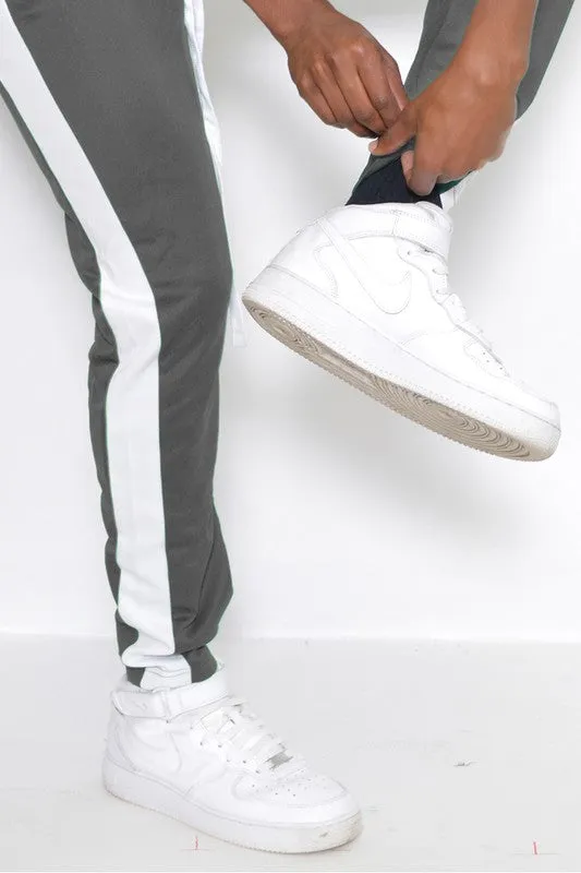 Men's Track Pants with Ankle Zipper and a Solid Side Stripe