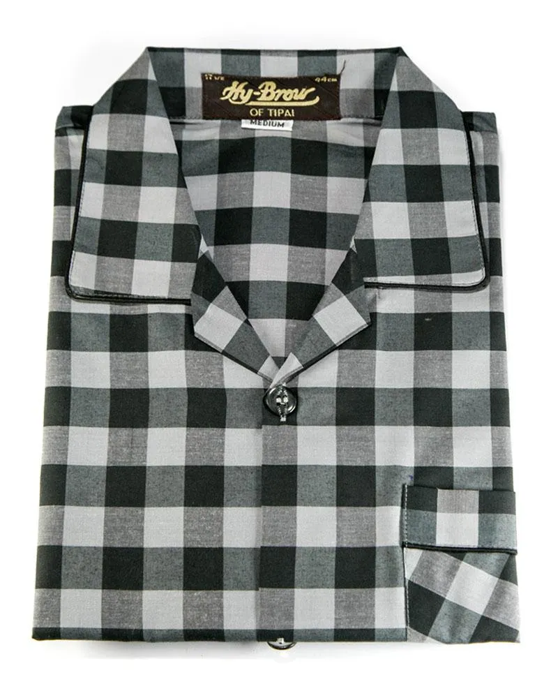 Mens Wedding Nightdress - Checkered Design Nightwear By Hy-Brow Plus High Classic