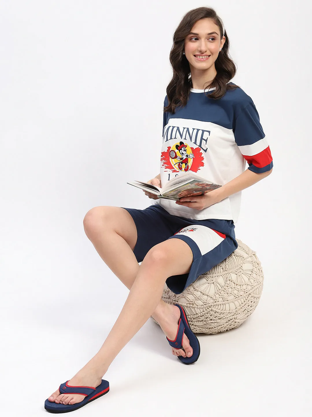 mSECRET Minnie Mouse Navy Blue Cotton Night Suit Set