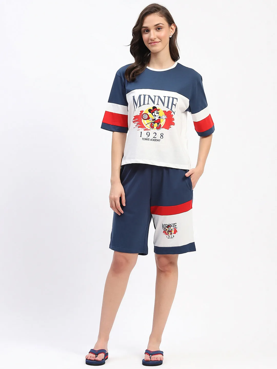 mSECRET Minnie Mouse Navy Blue Cotton Night Suit Set