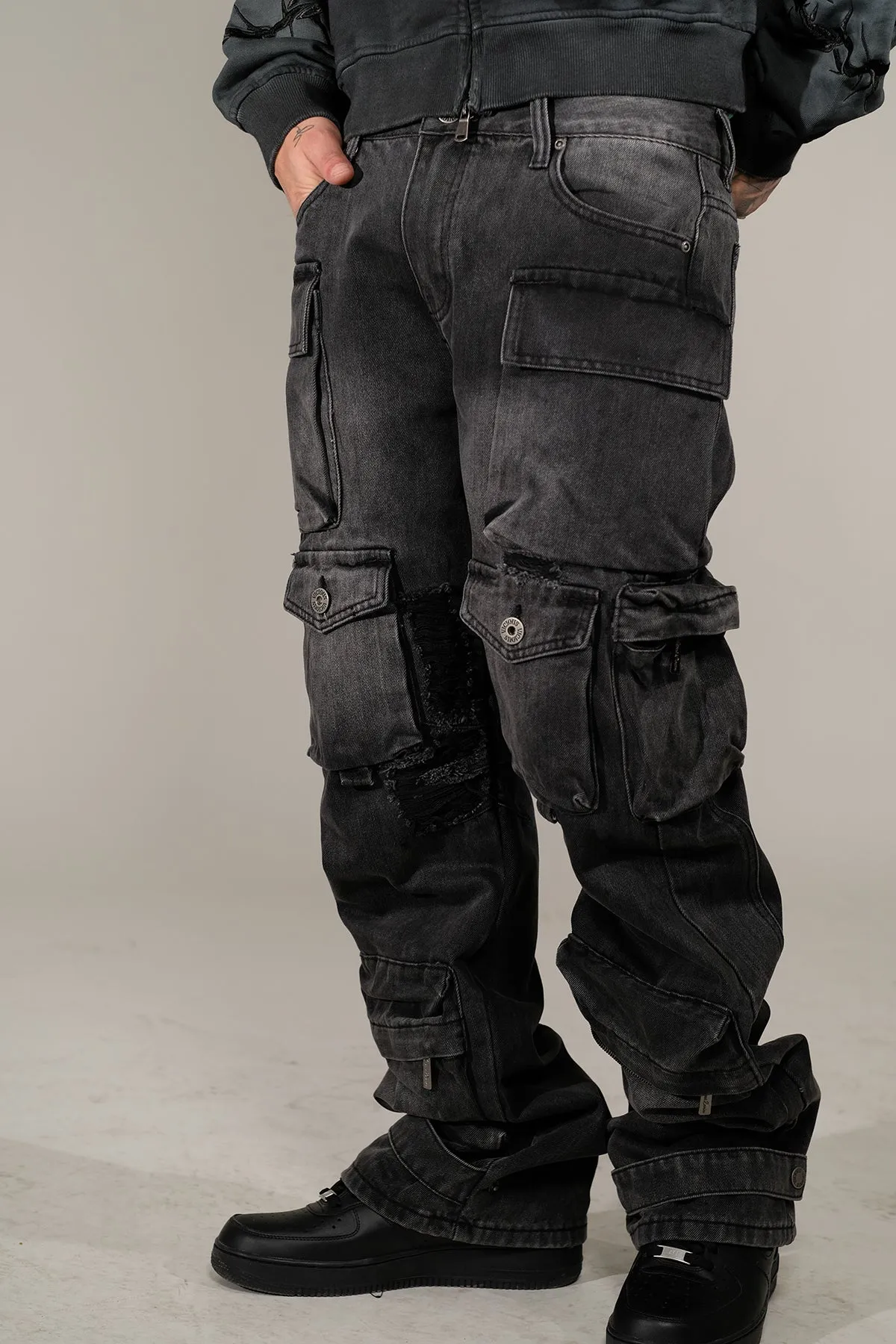 Multi cargo baggy/ loose fit denim