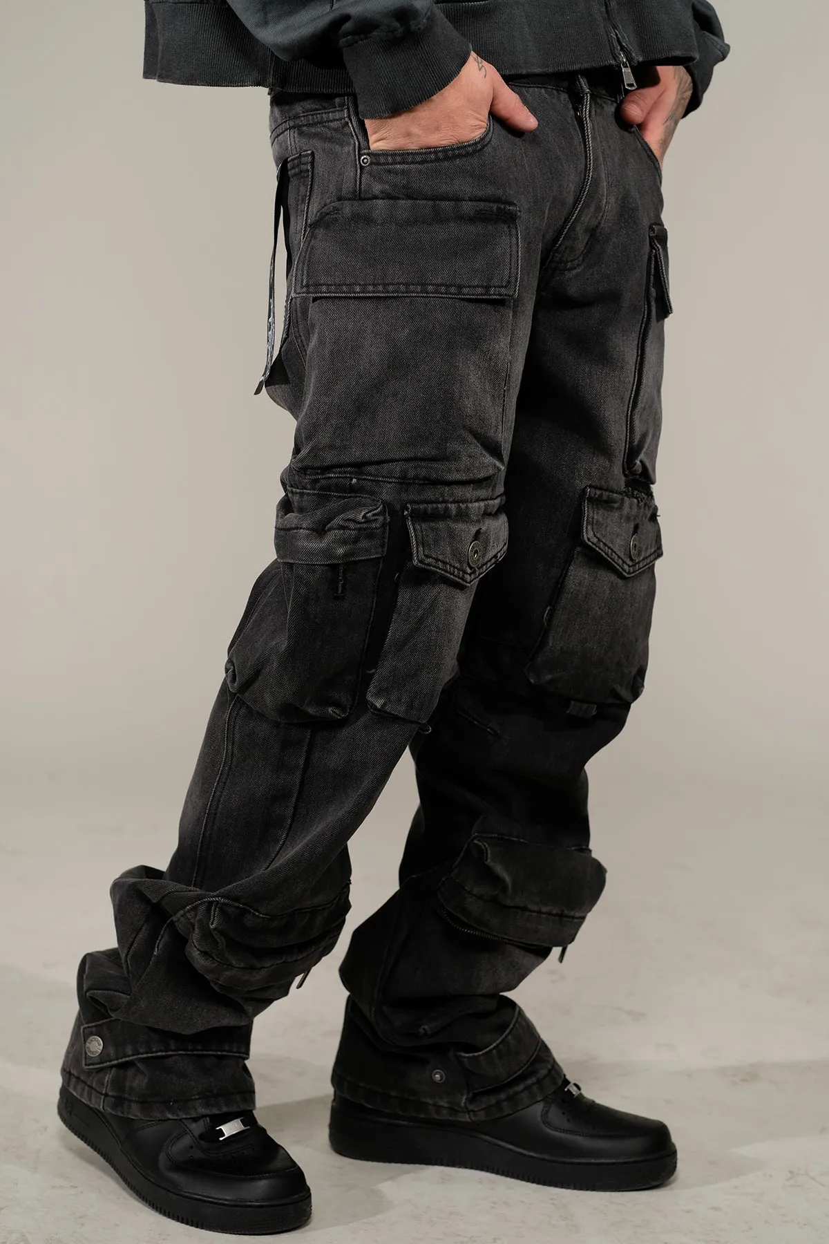 Multi cargo baggy/ loose fit denim