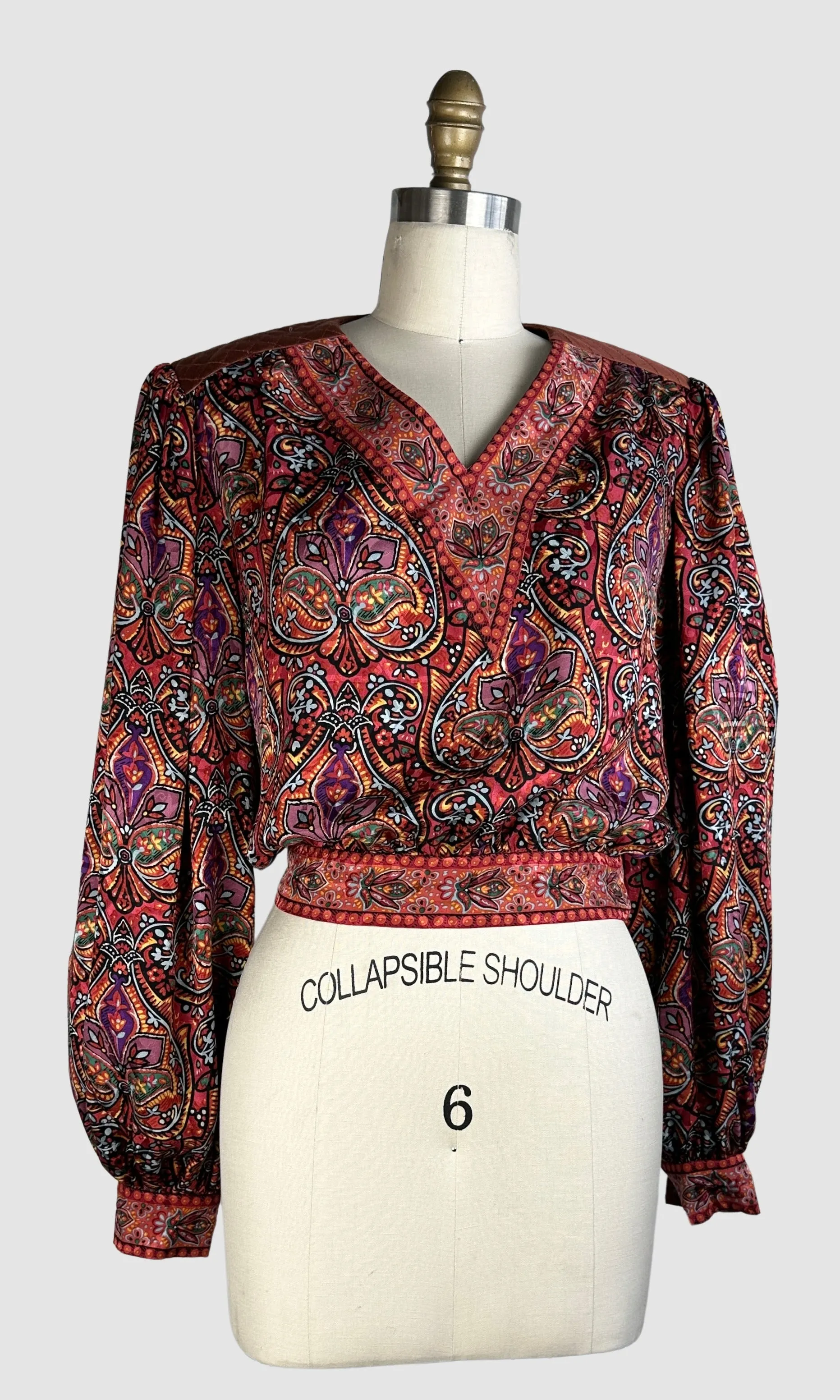 OSCAR De LA RENTA Miss O 80s Silk  Blouse and Skirt • Small / Medium