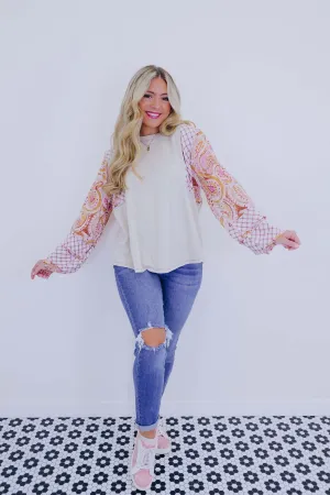 Paisley And Plaid Patchwork Top- 3 Colors