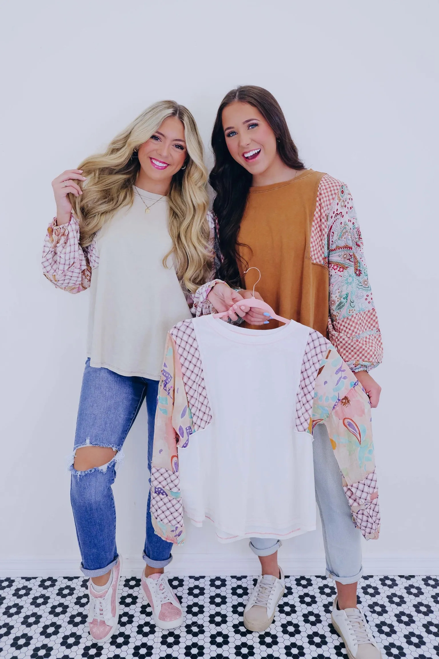 Paisley And Plaid Patchwork Top- 3 Colors