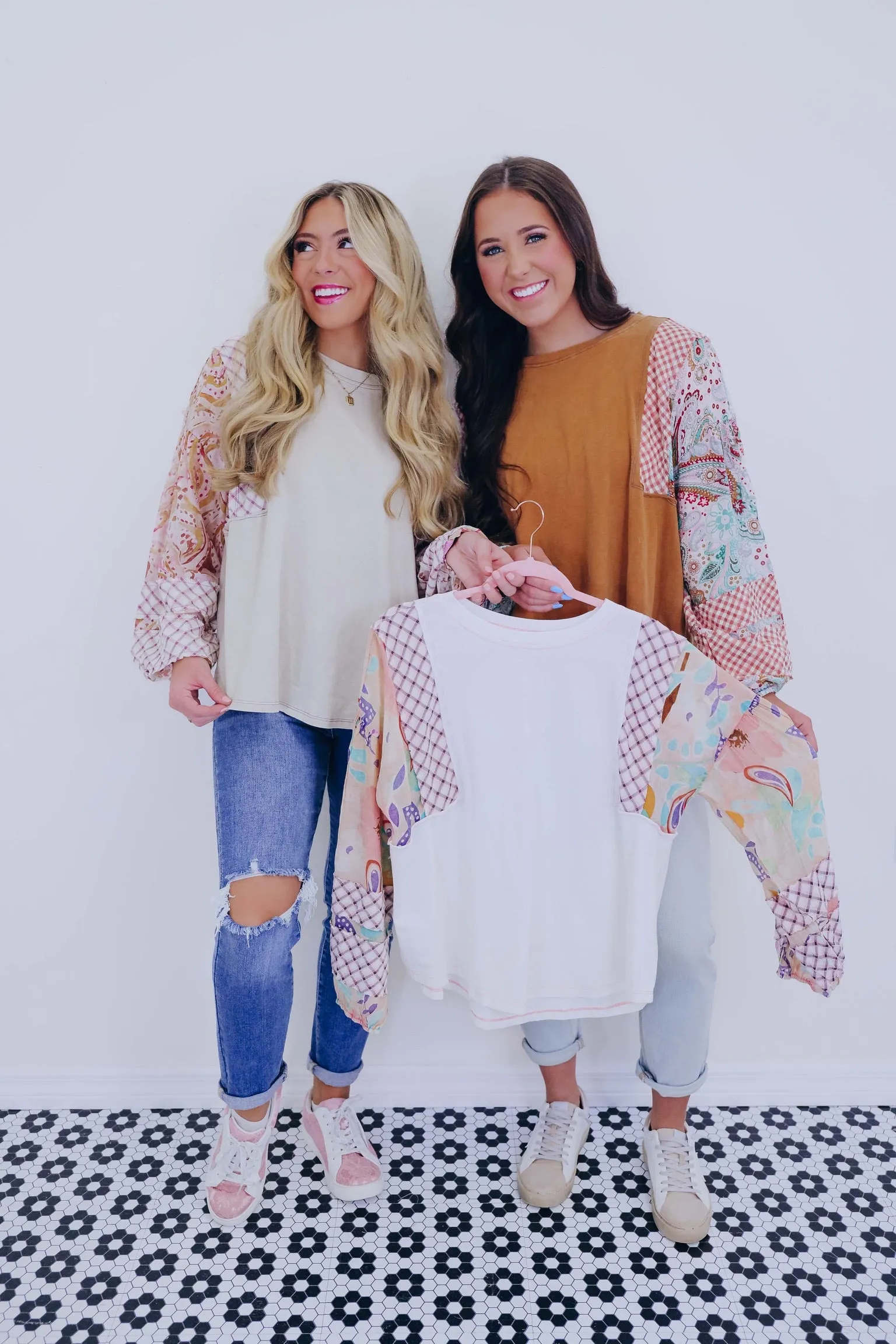 Paisley And Plaid Patchwork Top- 3 Colors