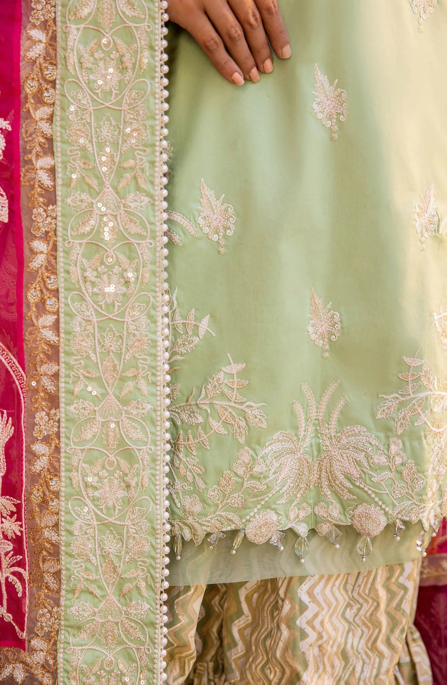 Pakistani Eid Dress in Embroidered Kameez Trouser Style