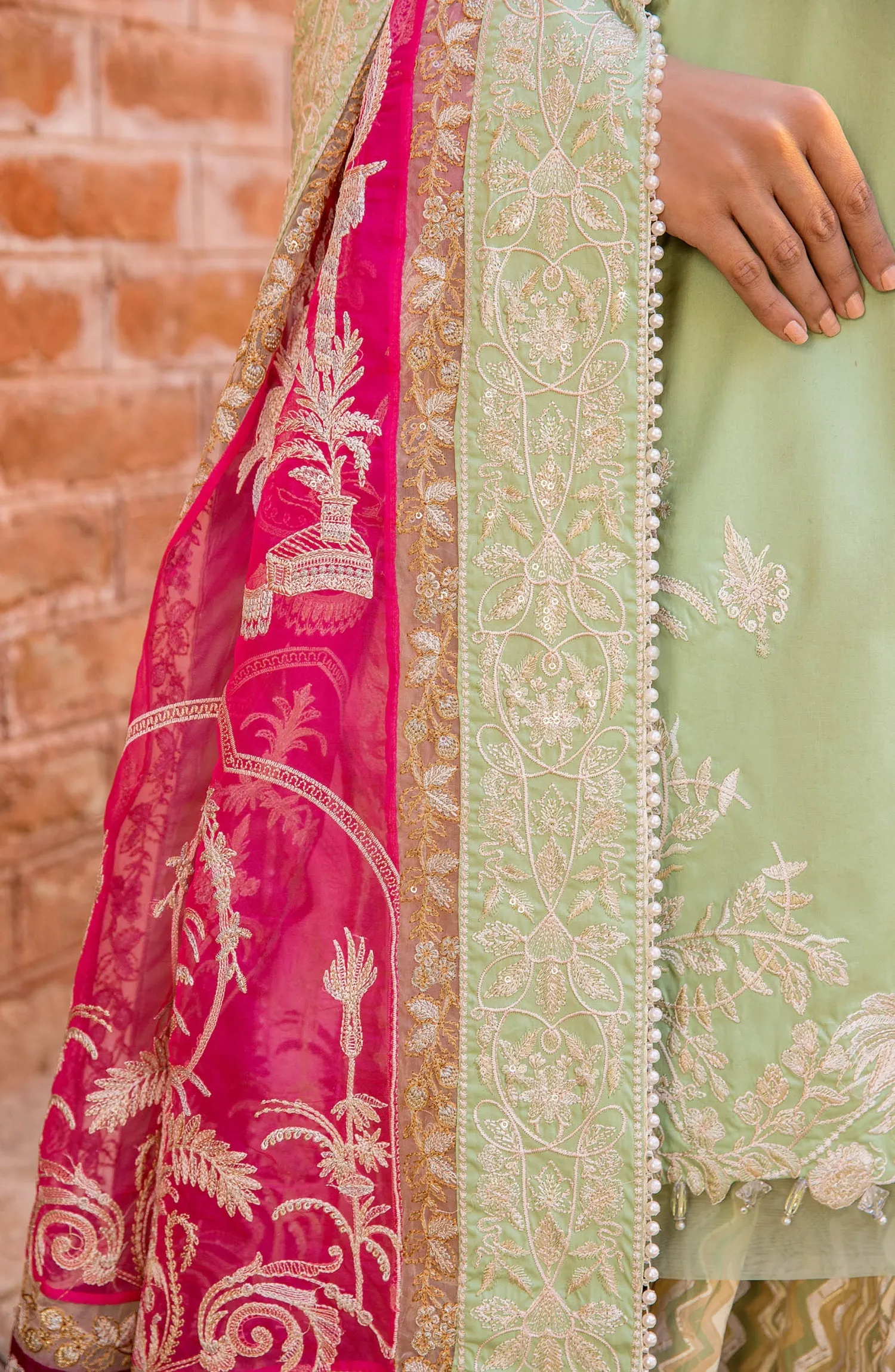 Pakistani Eid Dress in Embroidered Kameez Trouser Style