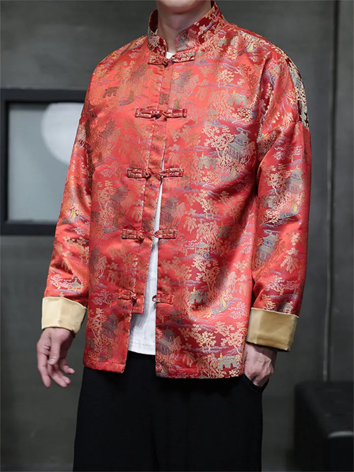 Pavilions Retro Jacquard Tang Suit Jackets for Male