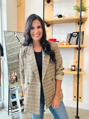 Plaid Blazer in Khaki