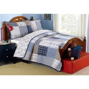 Plaid Kids Quilt Set Cabin Lodge Stripe