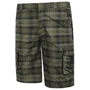 Plaid Print Flap Pockets Design Cargo Shorts - Light Khaki M