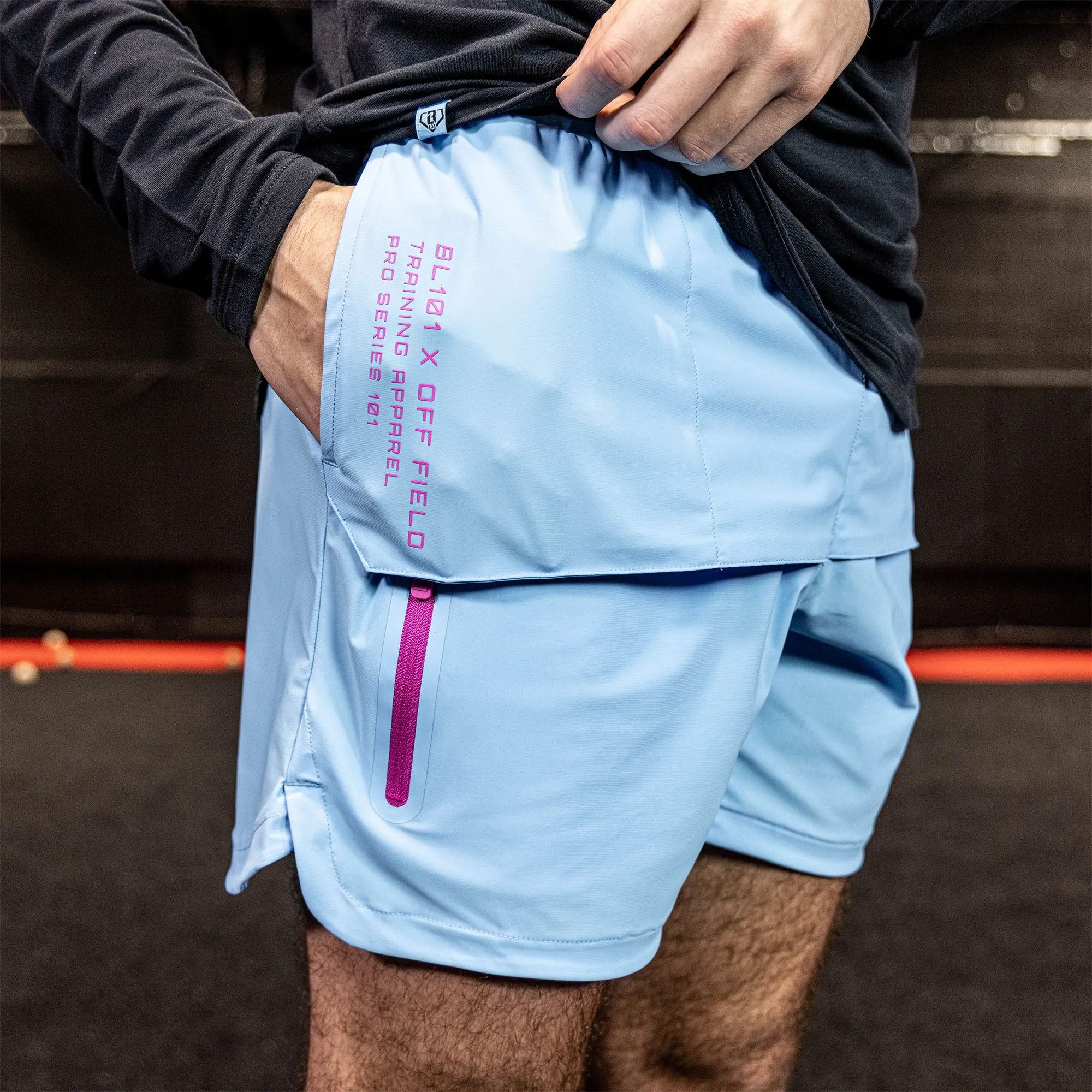 Pro Series Overlay Youth Shorts - Cotton Candy Blue