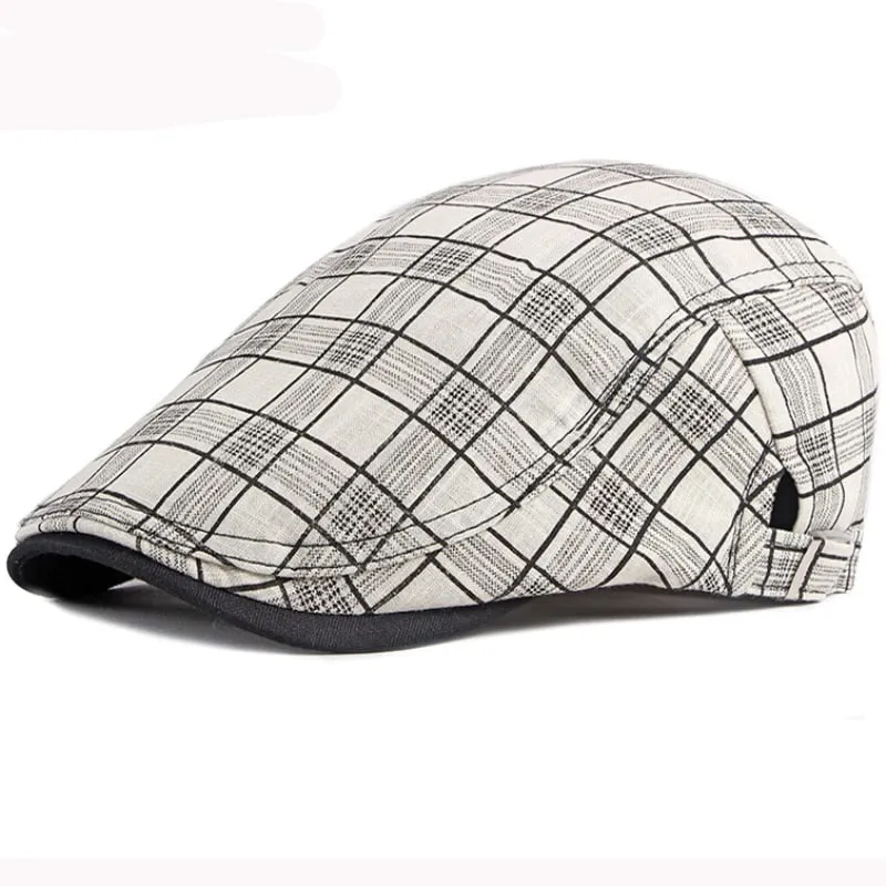 "Blackbird" Plaid Cotton Flat Cap