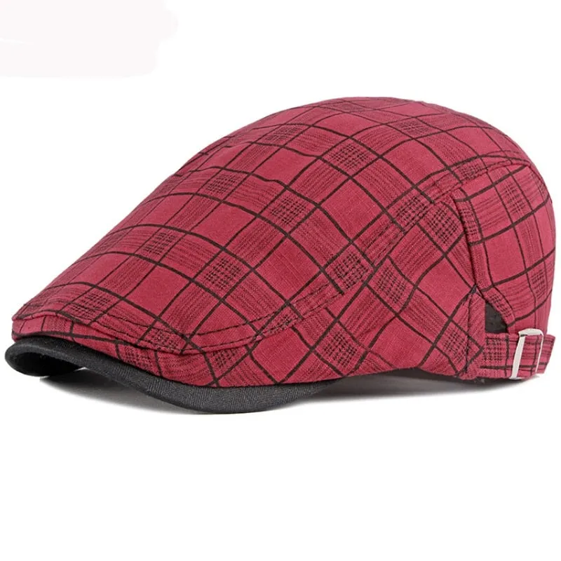 "Blackbird" Plaid Cotton Flat Cap