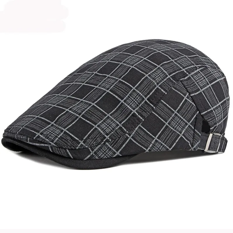 "Blackbird" Plaid Cotton Flat Cap
