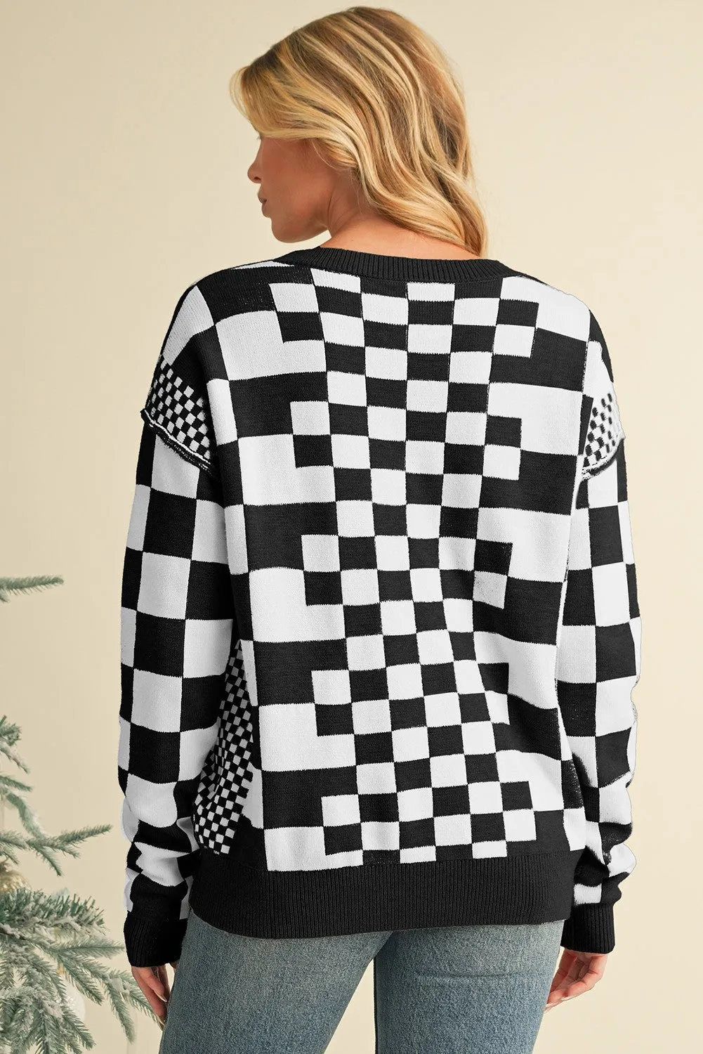 Raven Plaid Sweater - Black