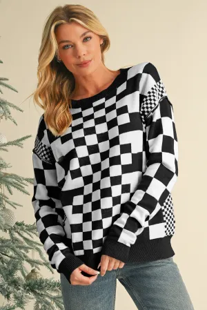 Raven Plaid Sweater - Black