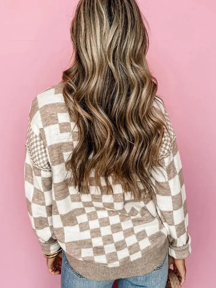 Raven Plaid Sweater - Khaki