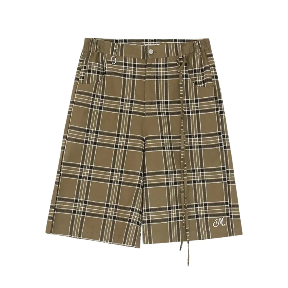 Retro Plaid Straight Shorts