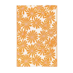 Reversible Weather-Resistant Rug Orange Floral 3'x5',4or192