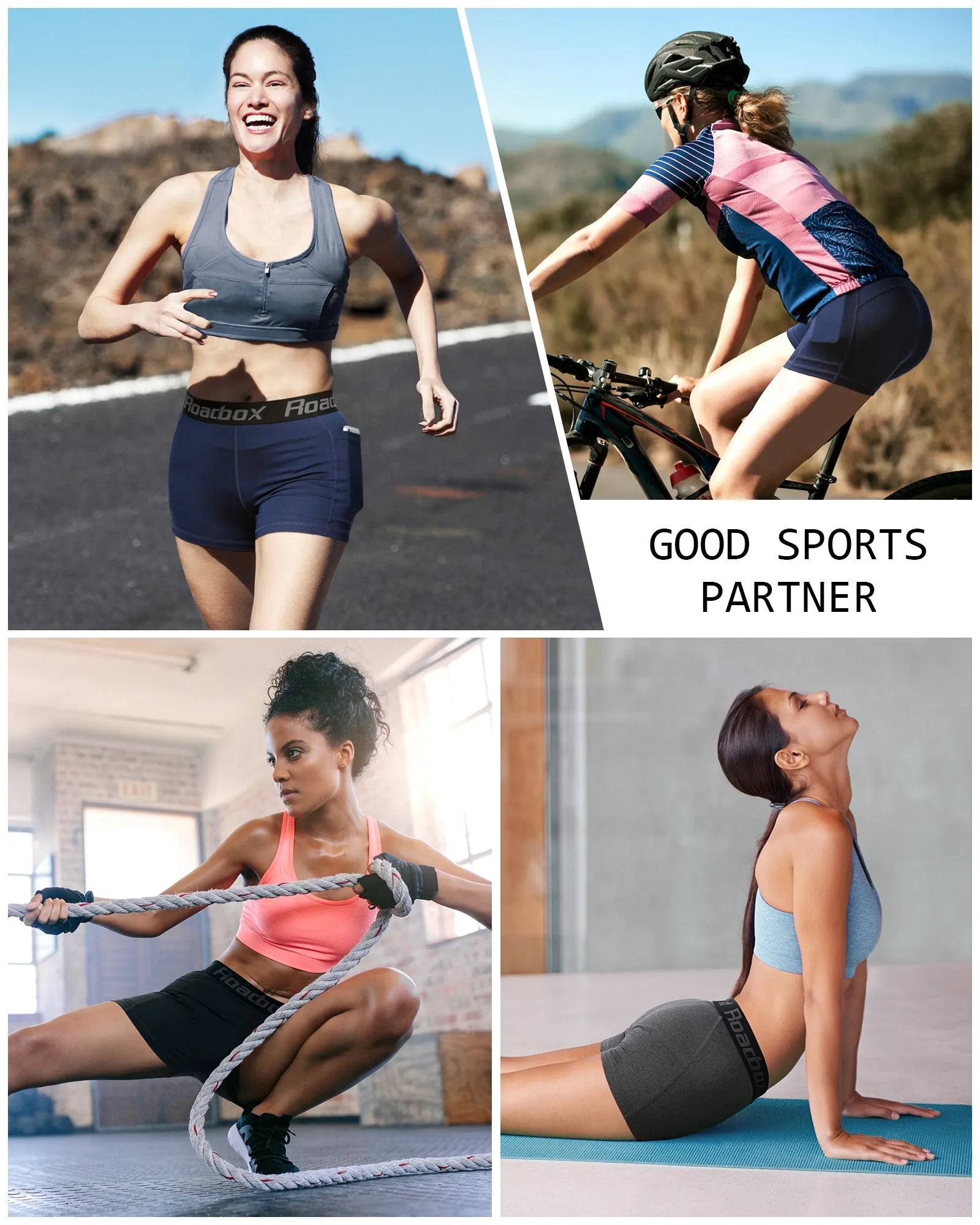 Roadbox Performance Spandex Compression Short Leggings: Breathable Athletic Yoga Shorts for Outdoor Gym Exercise