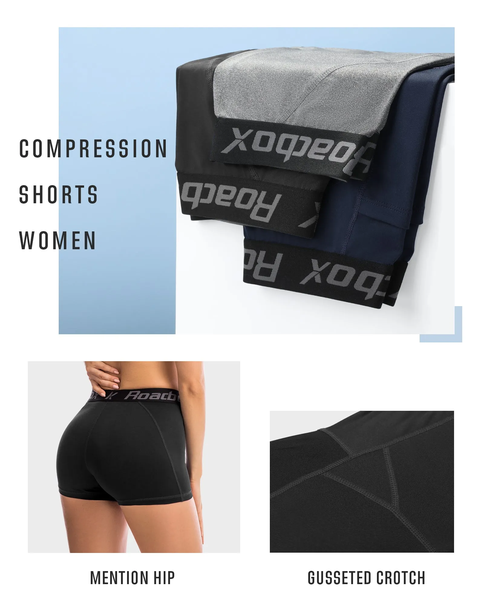 Roadbox Performance Spandex Compression Short Leggings: Breathable Athletic Yoga Shorts for Outdoor Gym Exercise