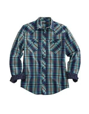 Roper Apparel Tin Haul Collection Men's Blue Multi Plaid Snap Western Shirt