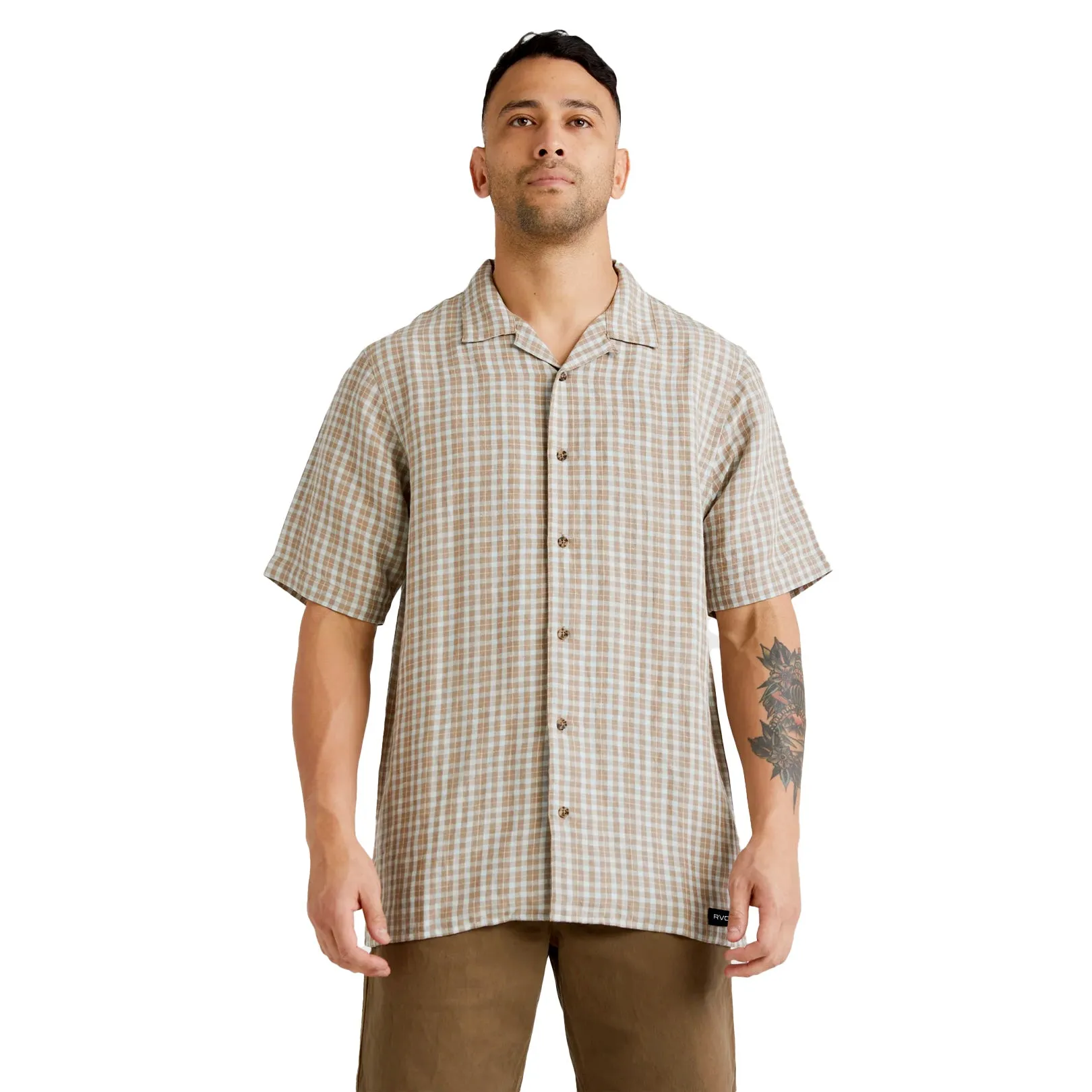 RVCA Plaid Shirt Dark Khaki