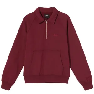 Stussy Polo Zip Fleece Sweatshirt Maroon