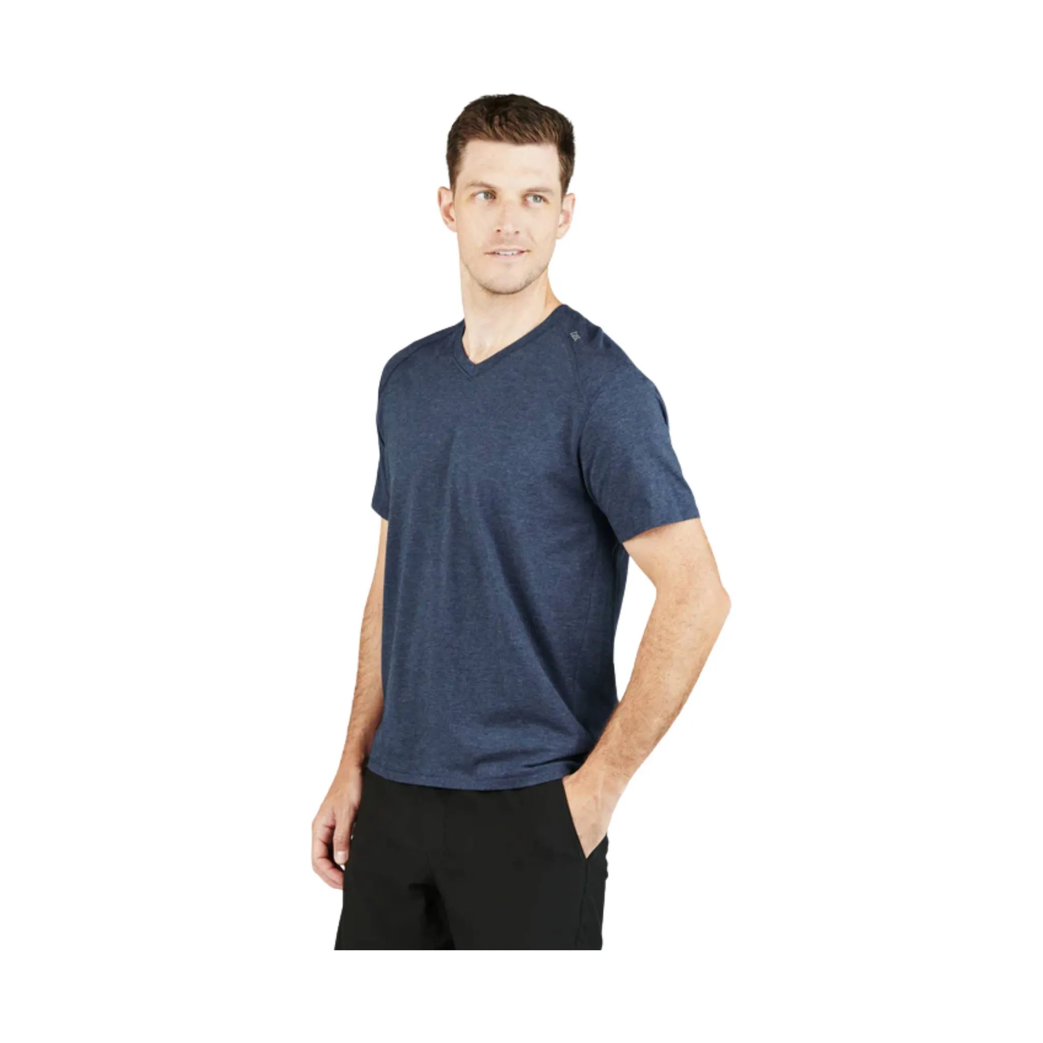 Tasc Men's Carrollton Fitness V Neck Tee - Classic Navy Heather