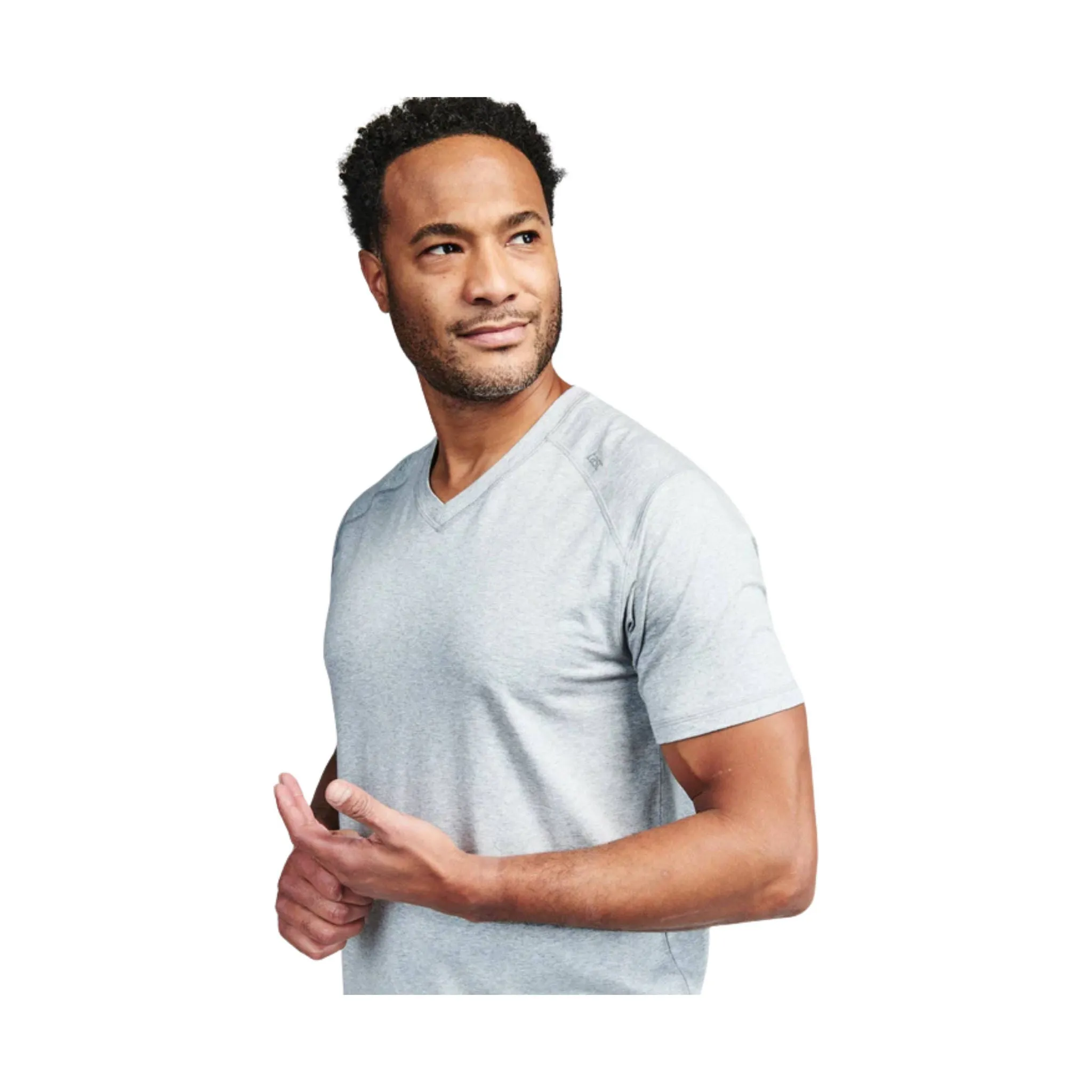 Tasc Men's Carrollton Fitness V Neck Tee - Perfect Grey Heather