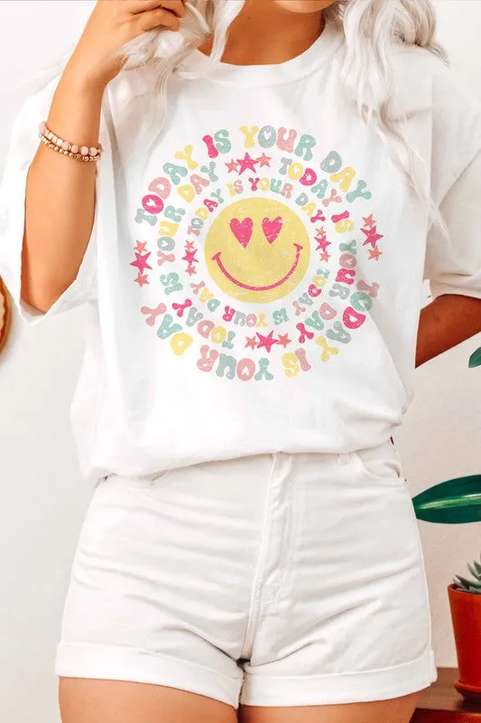 TODAY IS YOUR DAY SMILEY FACE GRAPHIC TEE