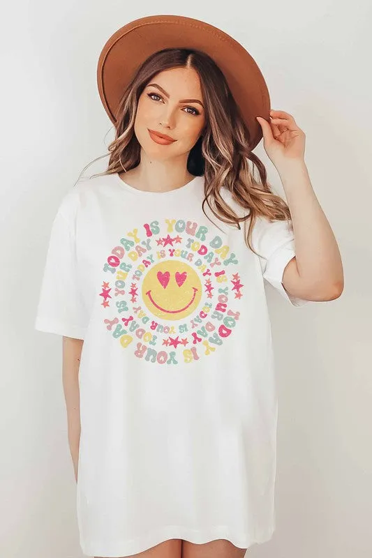 TODAY IS YOUR DAY SMILEY FACE GRAPHIC TEE