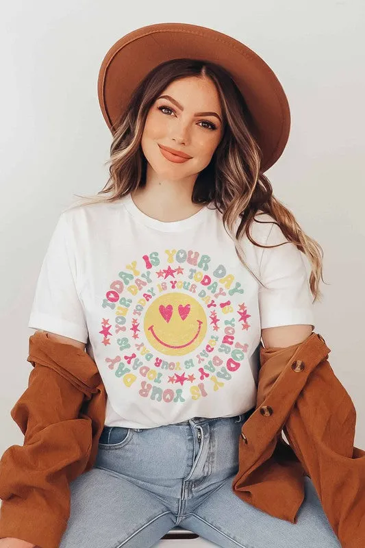 TODAY IS YOUR DAY SMILEY FACE GRAPHIC TEE