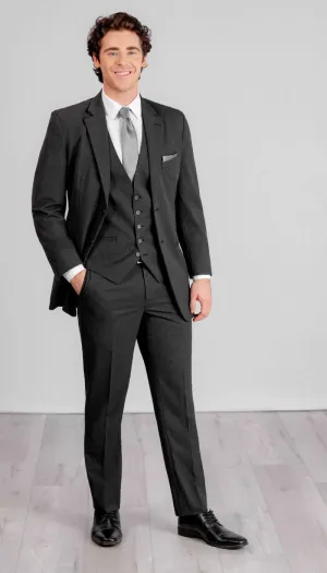 Trim Fit 3 Piece Suit Charcoal