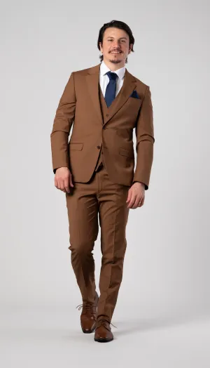 Trim Fit 3 Piece Suit Cinnamon