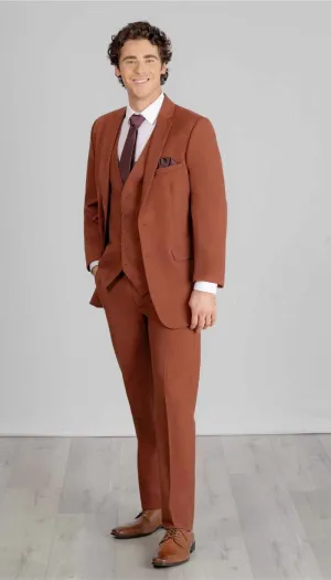Trim Fit 3 Piece Suit Rust