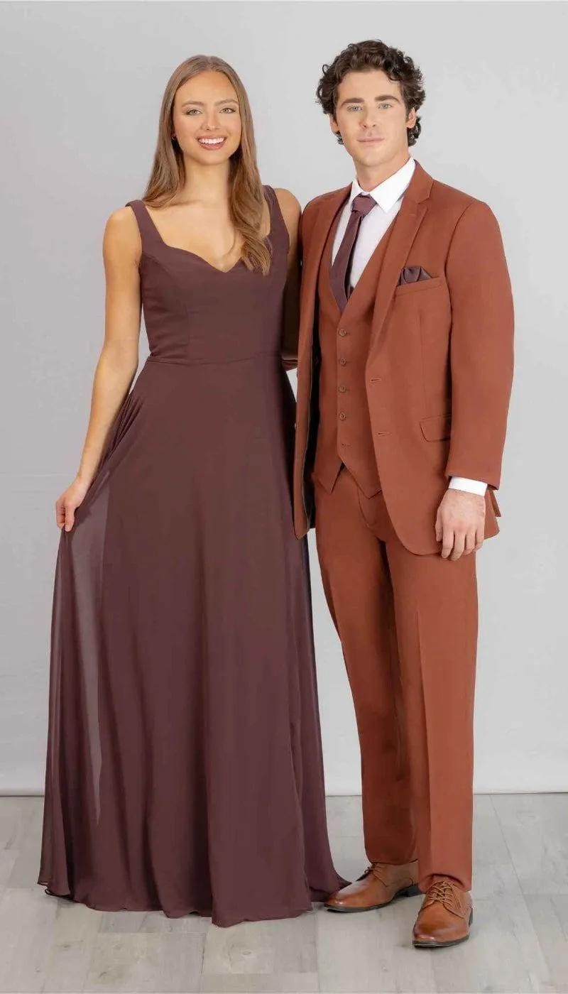 Trim Fit 3 Piece Suit Rust