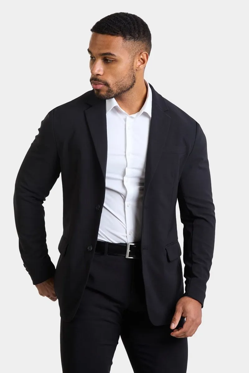 True Muscle Fit Tech Suit Jacket in Black