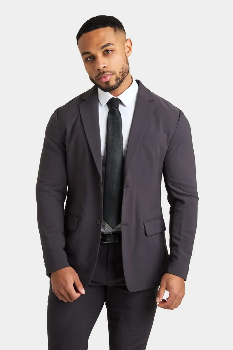 True Muscle Fit Tech Suit Jacket in Slate Grey