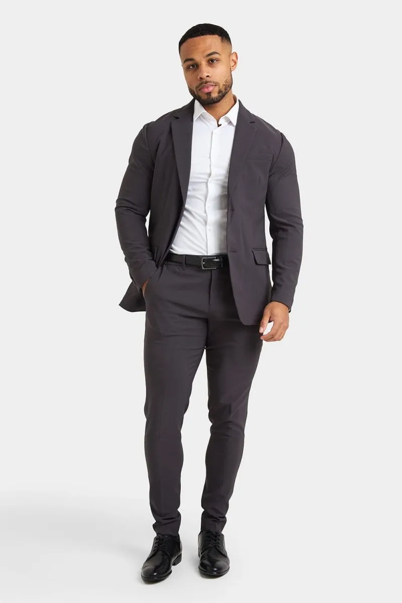 True Muscle Fit Tech Suit Jacket in Slate Grey