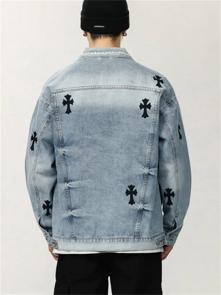 Urban-Chic Men's Casual Loose Distress Denim Jacket