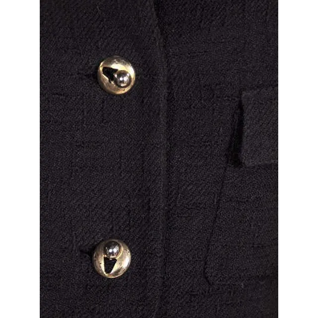 Vintage  Black Textured Wool Ladies Suit Lord & Taylor Davidow 1980s